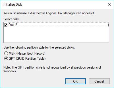Should I initialize as MBR or GPT?