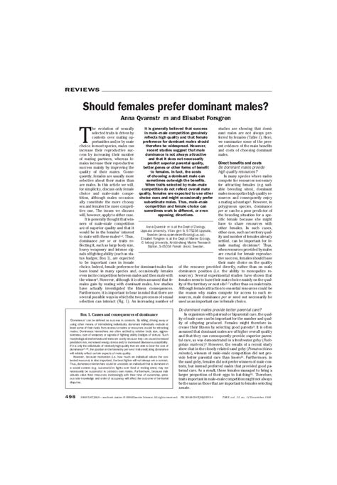 Should females prefer dominant males?