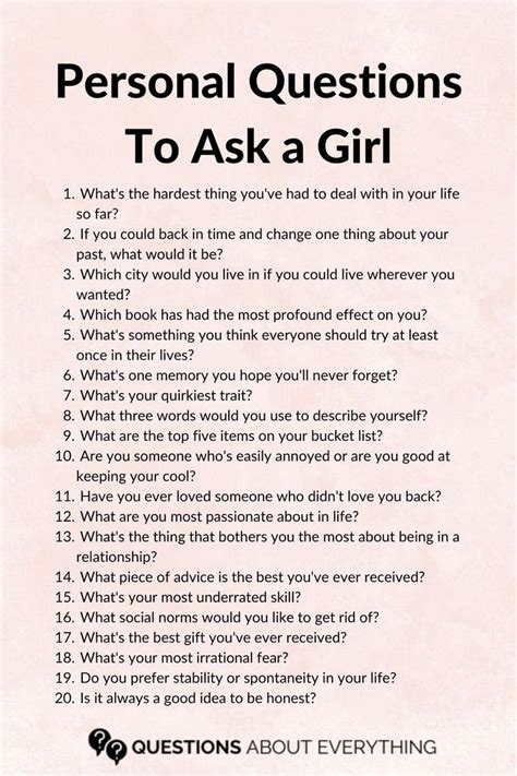 What 20 questions to ask a girl?