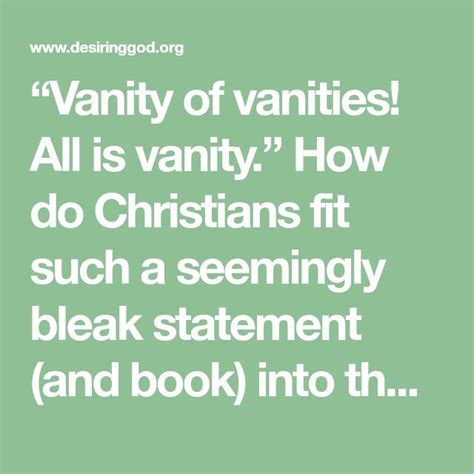 What God says about vanity?