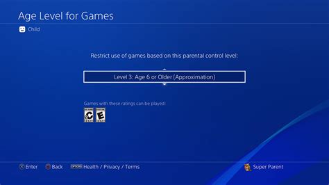 What age is a child account on PS4?