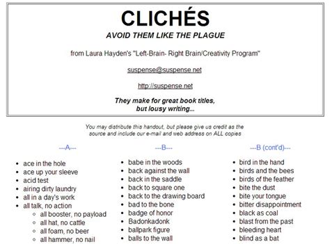 What are 10 clichés?