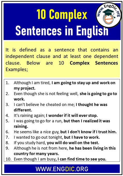 What are 10 examples of complex sentence?