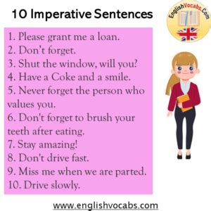 What are 10 imperative sentences?