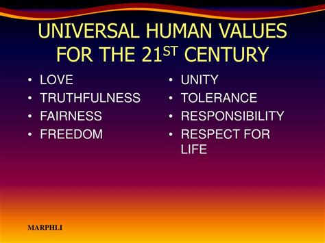 What are 10 universal human values?