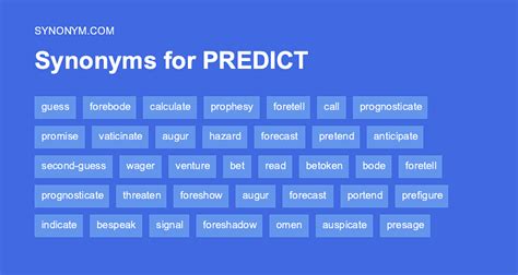 What are 3 synonyms for predict?