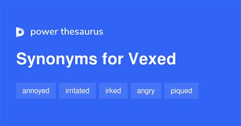 What are 3 synonyms for vexed?