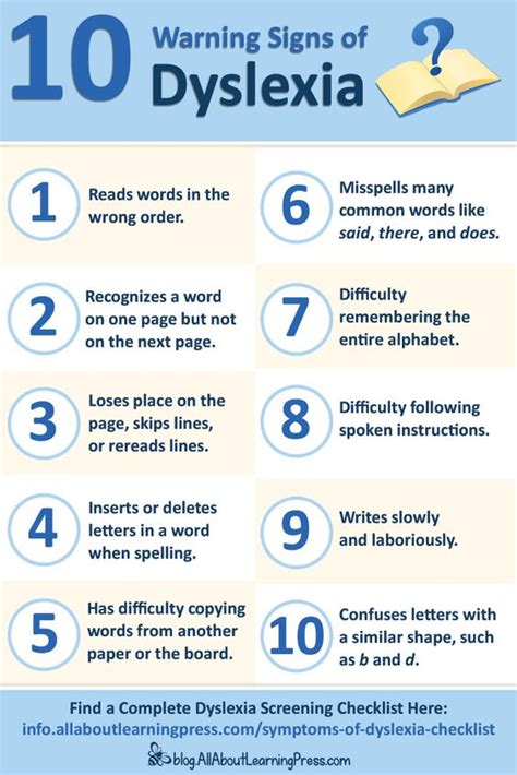 What are 3 warning signs of dyslexia?