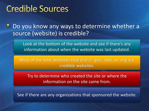 What are 4 ways in which you can identify if a source is credible?