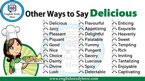 What are 5 adjectives that mean delicious?