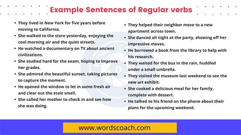 What are 5 examples of a verb?