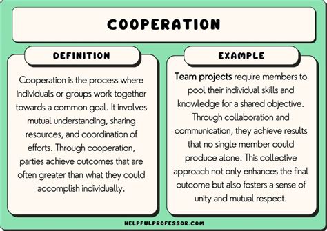 What are 5 examples of cooperation?