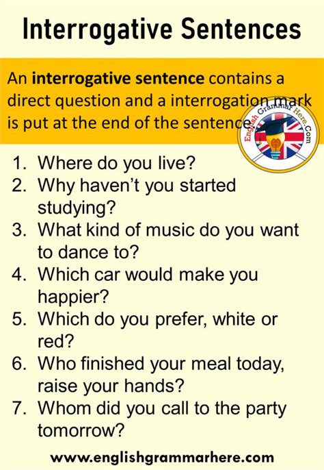 What are 5 examples of interrogative?