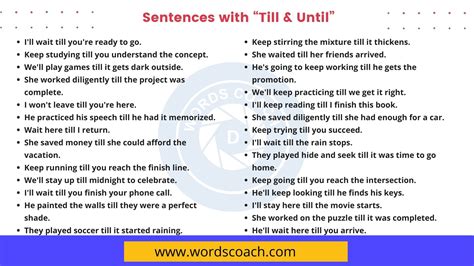 What are 5 examples of until in a sentence?