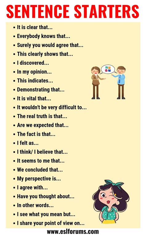 What are 7 ways to start a sentence?