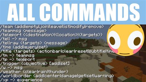 What are all the commands in Minecraft?