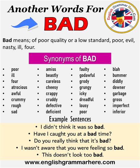 What are different words for very bad?