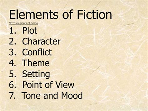 What are elements of fiction?