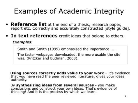 What are examples of academic integrity?