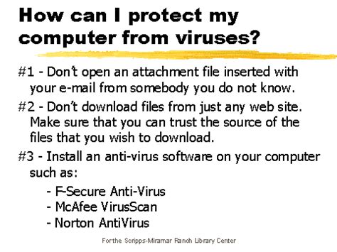 What are four ways to protect your computer from viruses?