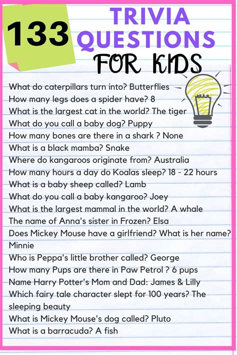 What are fun quiz questions for kids?