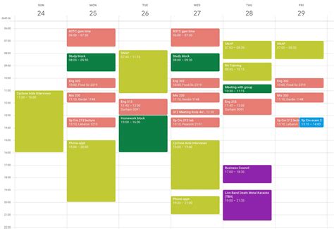 What are good calendar categories?