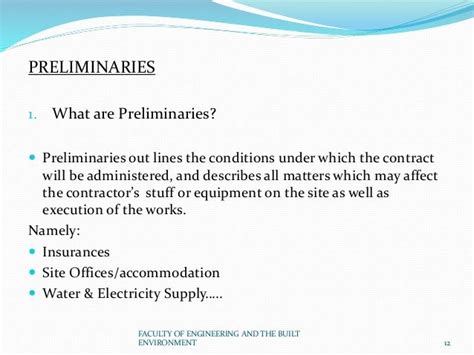 What are preliminaries?