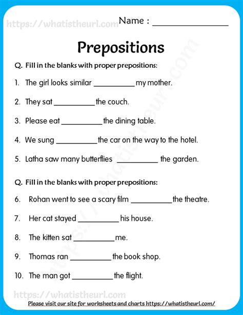 What are prepositions Grade 5?
