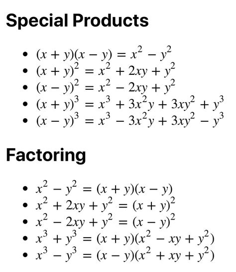 What are special products in math?