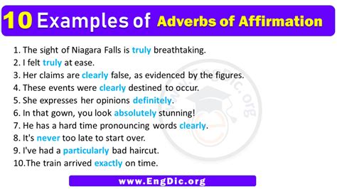 What are the 10 examples of adverb of negation?