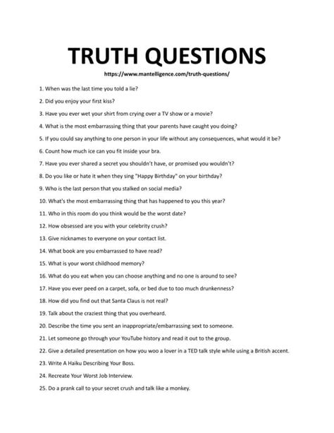 What are the 100 truth questions?