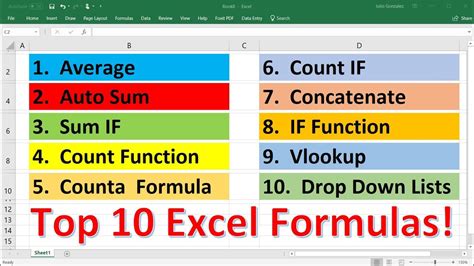 What are the 12 categories of functions in Excel?