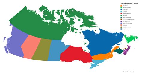 What are the 13 provinces of Canada?