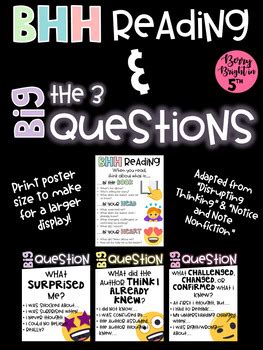 What are the 3 big questions in reading?