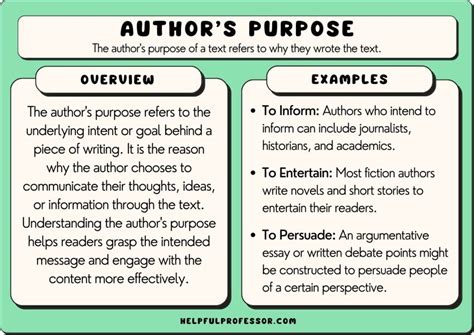 What are the 3 main author's purpose and how do they help the reader have a deeper understanding of the text?