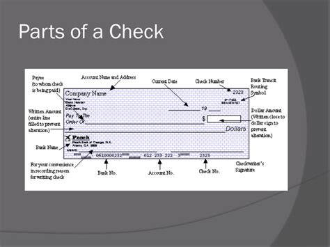 What are the 3 parts of a check?