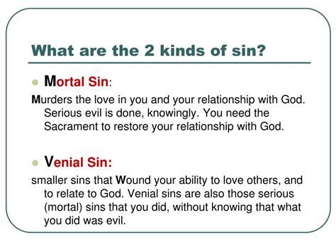 What are the 3 types of sins?