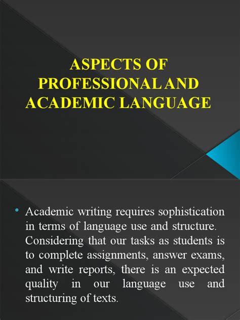 What are the 4 aspects of professional language?