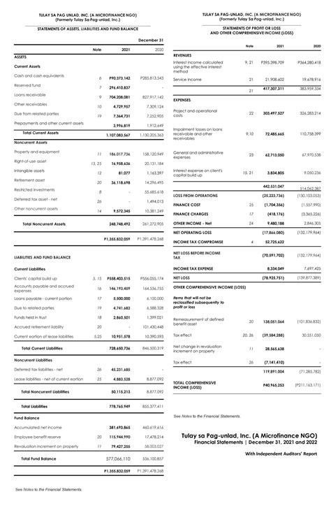 What are the 4 audited financial statements?