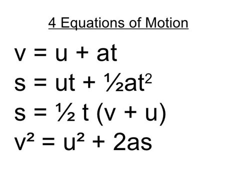 What are the 4 equations of motion?