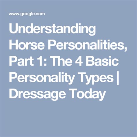 What are the 4 horse personalities?