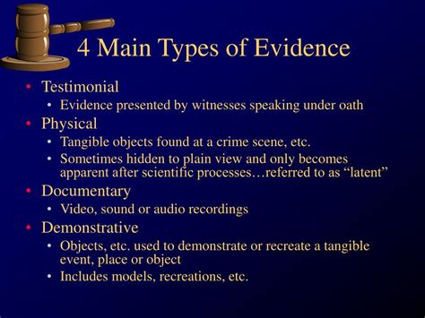What are the 4 most common types of evidence?