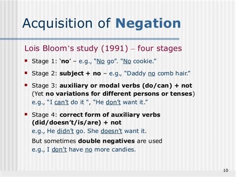 What are the 4 stages of negation?