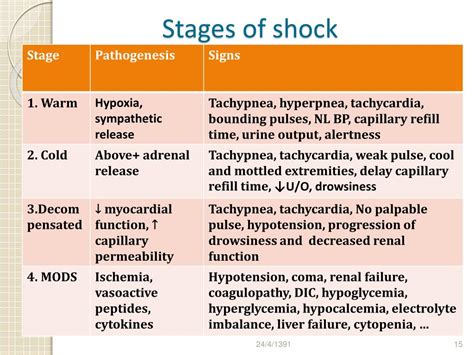 What are the 4 stages of shock?