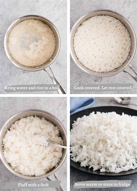 What are the 4 steps in cooking rice?