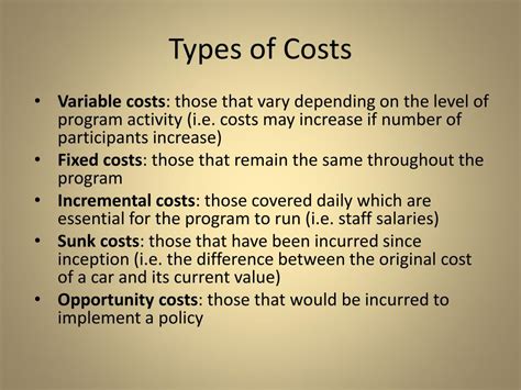 What are the 4 types of cost?