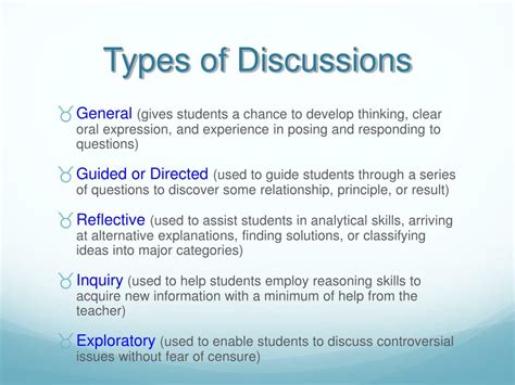 What are the 4 types of discussion?