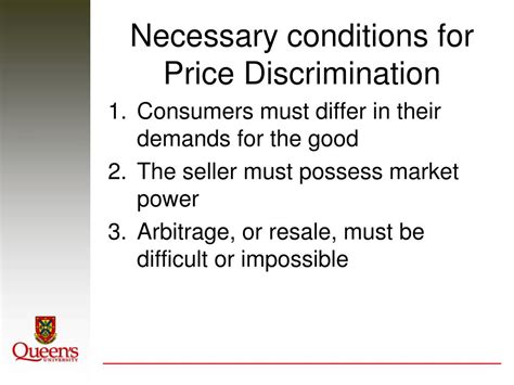 What are the 5 conditions for price discrimination to exist?