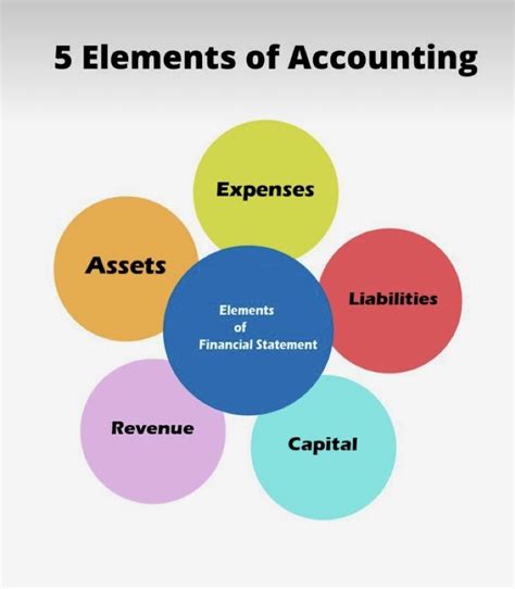 What are the 5 elements of the accounting equation?