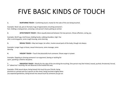 What are the 5 levels of touch?